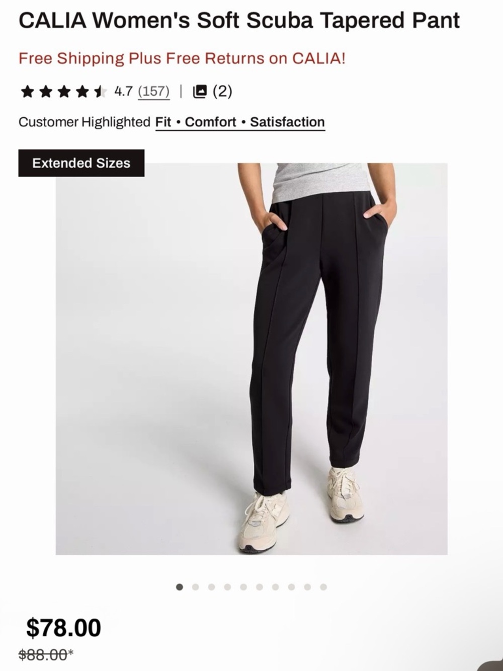 CALIA WOMEN’S SOFT SCUBA TAPARED PANT SMALL